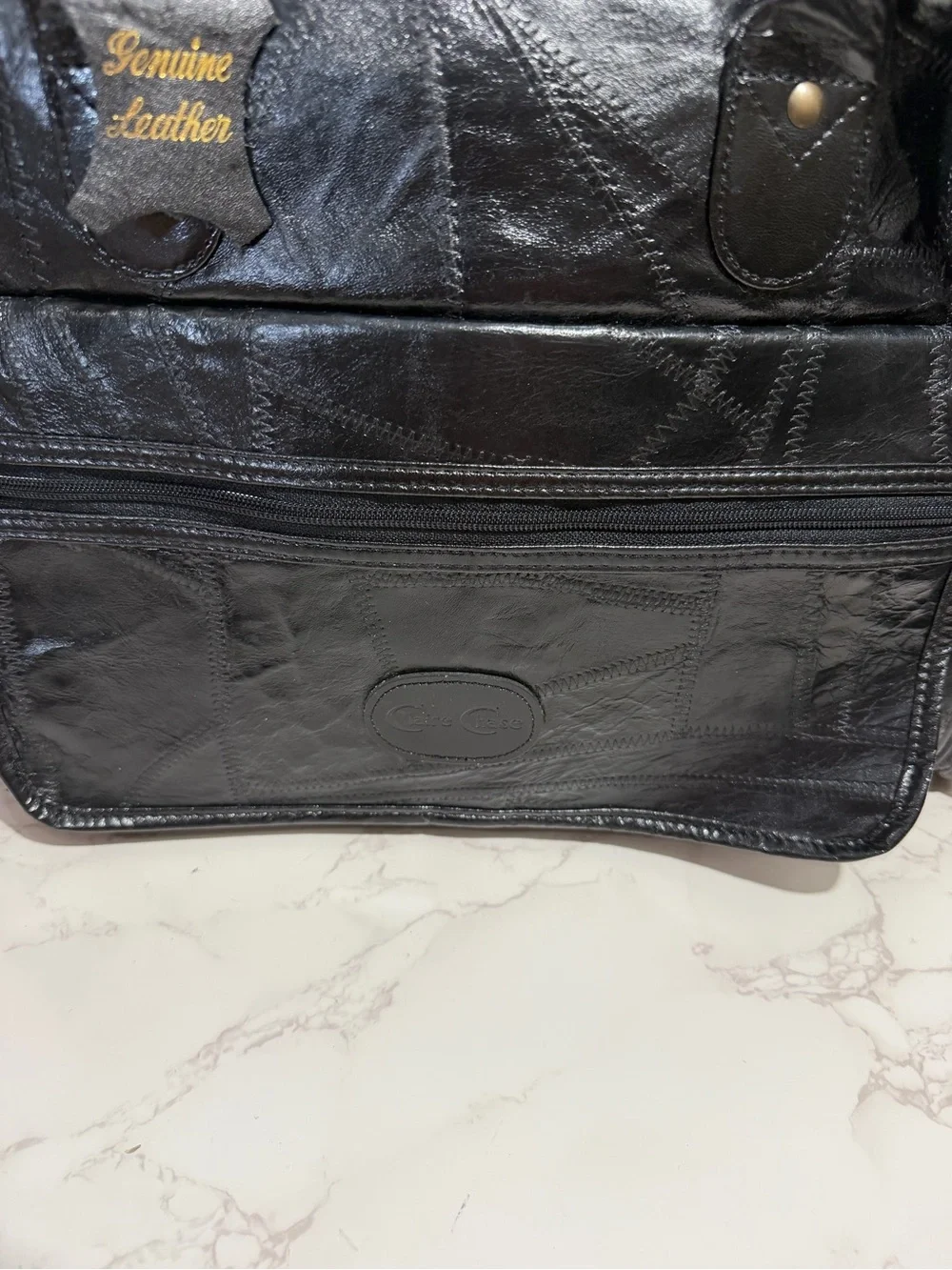 NWT Vintage Claire Chaise Collection Classic Black Leather Weekender Bag